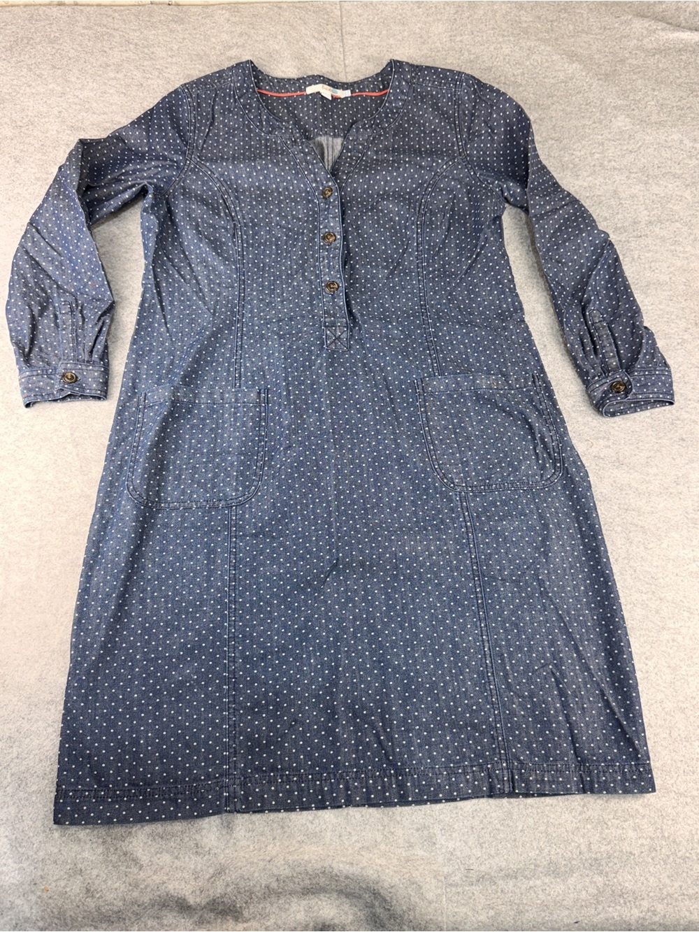 Denim Polka Dot Boden Dress US 12 With Pockets | Lollie Closet